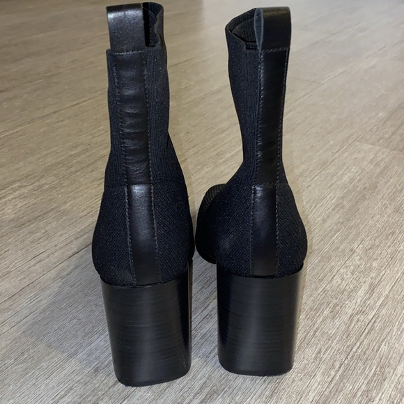 Deltan 'Brooklyn Flyknit Stretch' Block Heel Sock Boots color black w square toe - Picture 4 of 6